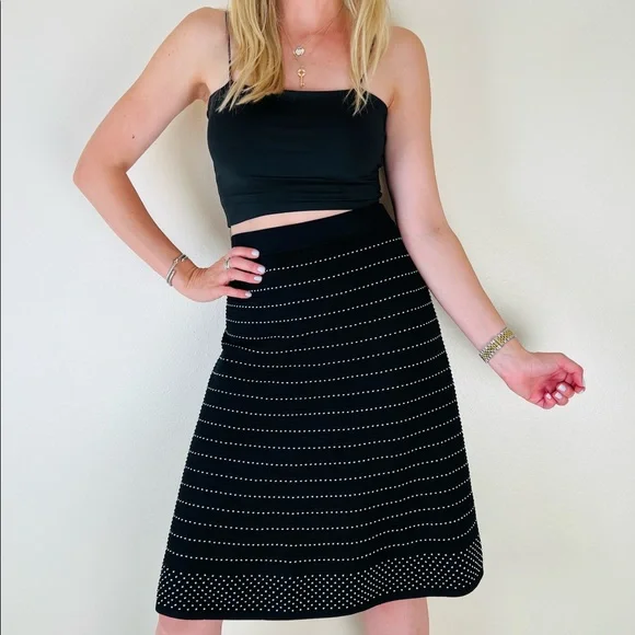 Calvin Klein midi skirt office black striped - Picture 1 of 6